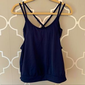ATHLETA Blue Athletic Sports Bra Strappy Tank Top Size 32 B/C